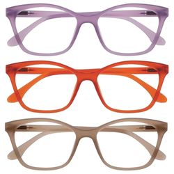 OPULIZE KAT Gafas de Lectura - Pack de 3 - Elegante Montura Ojo de Gato - Malva, Naranja, Topo - Hombres y Mujeres - Bisagras de Muelle - RRR59-5GU - +2.00