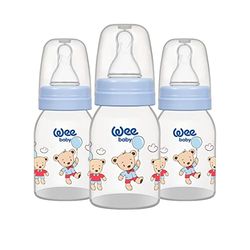 Wee Baby (3-Pack) Plastikowa butelka do karmienia | Butelki dla niemowląt i małych dzieci bez BPA z zaokrągloną końcówką do naśladowania karmienia piersią | Butelka dla niemowląt i małych dzieci