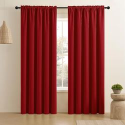 CUCRAF Lot de 2 Rideaux occultants de fenêtre à Isolation Thermique de Couleur Unie avec Passe-Tringle pour Chambre à Coucher et Salon, 132,1 x 213,4 cm, Rouge