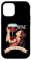 Carcasa para iPhone 13 Estilo Vintage Amante Del Vino Retro Mujer Sosteniendo Copa De Vino