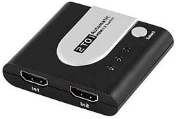 PremiumCord Interruttore HDMI 2:1 Automatico con Stato LED, risoluzione Video Full HD 1080p 60Hz, 3D, HDCP, Colore Nero e Argento