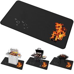 Brinman Grande tappetino per grill, 101 x 165 cm, tappetino protettivo per gas, carbone, piastra superiore piatta, nero, rettangolare, poliestere, polietilene
