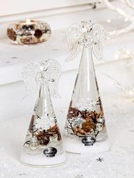 Set van 6 Dreamlight, theelichthouders, Ufo Medium, Shell motief, glas, beige, natuurlijke kleuren, PU 6, H. 5 cm, D. 12 cm