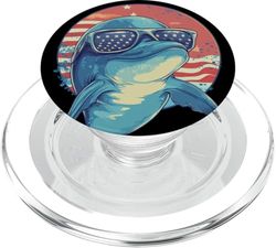Bonito disfraz de delfín con gafas de sol Cool America PopSockets PopGrip para MagSafe