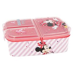 Minnie Mouse (Disney) Sandwichbox voor kinderen met 3 compartimenten - Snackdoos - Versierde lunchbox, 1 stuk (1 pak), Minnie Mouse - Disney