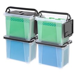 IRIS - Scatola portatile con coperchio ad ala con maniglie, 4 pezzi, colore: Nero