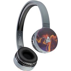 Music Sound Opaska na głowę Bluetooth, słuchawki Bluetooth na uszach, rozszerzalna opaska na głowę, czas odtwarzania 20 h, wzór z czerwonymi kostkami
