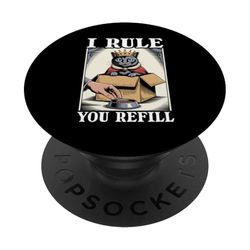 I Rule You Refill Cute Cat In Box - Cuenco de comida con diseño de gato divertido PopSockets PopGrip Adhesivo