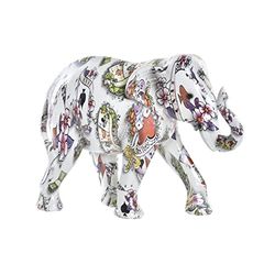 Figura dekoracyjna DKD Home Decor 23 x 9 x 17 cm Słoń Biały Wielobarwny Kolonialny