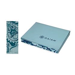 Gaiam Yogamatta vikbar rese- och träningsmatta | vikbar yogamatta för alla typer av yoga, pilates och golvträning, Icy Paisley, 2 mm