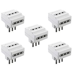 Electraline 92401 verpakking met 5 adapters, 3 stopcontacten, stekker 10 A, 230 V, stopcontacten 10 A, 230 V, matwit