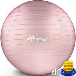 TRESKO® anti-burst gymnastiekbal 55 cm 65 cm 75 cm 85 cm | zitbal | yogabal | 300 kg | met luchtpomp (rose-gold, 85 cm, geschikt voor een lengte vanaf 185 cm)