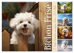 Bichon frisé, weiße Hündchen mit lockigem Haar (Wandkalender 2024 DIN A2 quer), CALVENDO Monatskalender: Entzückende KI-Bilder dieser niedlichen Hunderasse