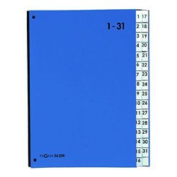 Pagna 24329-02 - Carpeta clasificadora (cartón, 32 separadores, números 1-31, 3 agujeros), color azul