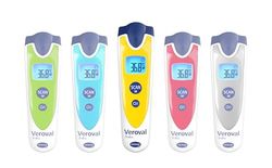 VEROVAL Baby, 3-in-1 infrarood thermometer, digitale thermometer voor baby's, ideaal voor koortstmeting thuis, snelle en nauwkeurige meting van de lichaamstemperatuur, contactloos, geel