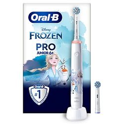 Oral-B Pro Junior Brosse à Dents Électrique Reine Des Neiges Disney Pour Enfants De 6 Ans Et Plus, Brossage Doux, 2 Brossettes De Recharge, 1 Manche Frozen, 1 Chargeur, Minuteur, Batterie Rechargeable