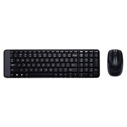 Logitech MK220 Combo Tastiera e Mouse Wireless Compatti per Windows, Layout Internazionale QWERTY - Nero