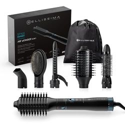 Bellissima Imetec Style Expert Air Wonder 6in1, Brosse à air chaud, 6 accessoires, technologie ionique, brosses revêtues de céramique et d'huile d'argan, sèche et donne du volume, coup d'air froid,
