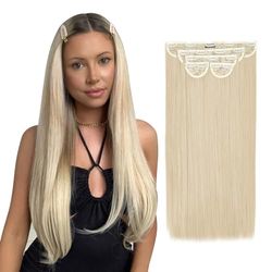 Lullabellz Lot de 5 extensions de cheveux raides super épais à clipser, 55,9 cm de long, blond clair