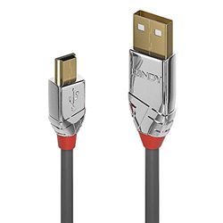 LINDY 36635 7,5 m USB 2.0 typ A till mini-B-kabel, Cromo Line Anthracit