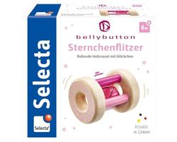 Selecta - Giocattolo da afferrare con sonaglio “Sternchenflitzer”, in legno, rosa, 7 cm, 64001