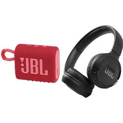 JBL GO 3 Speaker Bluetooth Portatile, Cassa Altoparlante Wireless con Design Compatto & Tune 510BT Cuffie On-Ear Wireless, Bluetooth 5.0, Pieghevole, Microfono Integrato