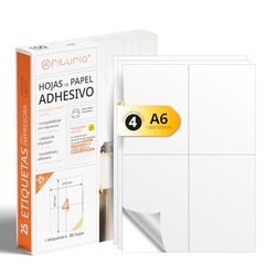 White Adhesive Labels, Create Your Custom Stickers for Any Surface, A4 Paper Safe Adhesive, Adhesive Label to Print – Ophituria (4 per Sheet, 25h)