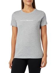 Emporio Armani Maglietta da Donna con Logo Iconic T-Shirt, Chiaro Grigio Melange, XS