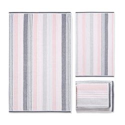 Catherine Lansfield Badkamer Kelso Stripe 450 gsm Zacht & Absorberend Katoen 4-delige Handdoekenset Blush Roze