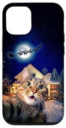 Cat Selfie with Santa, Reindeer, and Sleigh Funny Christmas Case for iPhone 12/12 Pro