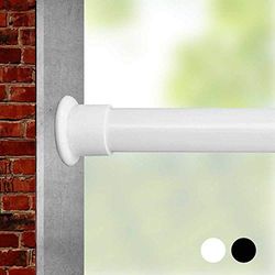 Barra de cortina de tensión divisora de habitación para ventanas de 141 a 161 pulgadas, barra de tensión extra larga, barra de cortina de cortina extensible de presión, color blanco