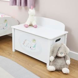 Liberty House Toys Kid's Wooden Unicorn Toy Box, White