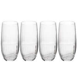 MIKASA Treviso Crystal Highball Glass, 400ml, Set of 4 Lead-Free, Clear Fine Glasses with Rippled Effect for Celebrations
