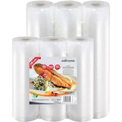Edihome, Sacchetti Sottovuoto Alimenti, Set 6 Rotoli, 20x300cm + 28x300cm, Buste, senza BPA, non riutilizzabili, Sous Vide, Sigillo del Cibo, Sacchi, Plastica (6 Rotoli 20cm + 28cm)