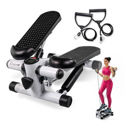 Mobiclinic® Fitness, Stepper Fitness, 2 in 1, Step Plus, Bandes di Allenamiento, Multifunzione, Braccia e Gambe, Display LCD, 120 kg, Compatto, Palestra Domestica, Resistenza e Altezza Regolabile