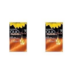 Garnier Olia Permanent Hair Dye, Up to 100% Grey Hair Coverage, No Ammonia, 60% Oils, Bold 7.40 Intense Copper (Pack of 2)