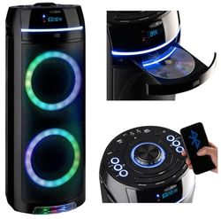 REFLEXION PS10BTCD - Altavoz portátil Bluetooth para Fiestas, iluminación LED, Incluye Radio FM PLL y Reproductor de CD, 480 W, micrófono, batería integrada para 10 Horas de música, Color Negro
