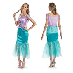 Disney Officiële prinses Ariel Dress Up voor volwassenen, perfect voor Halloween en verkleedpartijen, maat 8-10