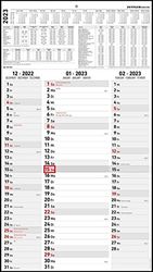 Calendario 3-Monat Streifenplaner 2023 - Calendario Büro 33x58,8 cm (geöffnet) - mit Datumsschieber - Zettler - 955-0011