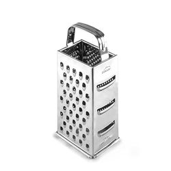 Lacor - 60305 - Râpe 6 en 1, robuste et résistante, passe au lave-vaisselle, pour râper tous types d'aliments, 4 faces, manche ergonomique, acier inoxydable 18/10, hauteur 23 cm, poids 160 g