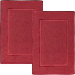 Utopia Towels Cotton Banded Bath Mats, Red [Not a Bathroom Rug] 21 x 34 Inches, 100% Ring Spun Cotton - Highly Absorbent and Machine Washable Shower Bathroom Floor Mat (Pack of 2) (UT1042)