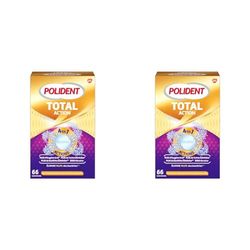 Polident Nettoyant Total Action, Pour Prothèses Dentaires Partielles ou Complètes, Réduit La Formation de Plaque, 66 Comprimés (Lot de 2)