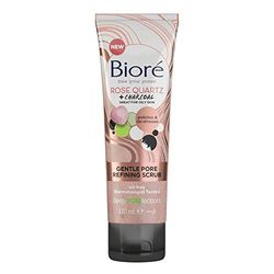 Bioré Rose Quartz and Charcoal Gentle Pore Refining Face Scrub for Oily Skin, 110 ml