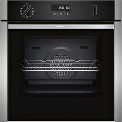 NEFF, N50, B6ACH7AN7B, 60cm Built-in Single Oven with Hide®, Home Connect, Pyrolytic Self-Cleaning with Easy Clean, CircoTherm, and LCD display in Stainless steel