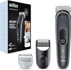 Braun Body Groomer 5 Rasoio Elettrico Corpo Uomo, Depilazione Uomo, Accessori Inclusi, lama in Metallo, Ideale per Aree Sensibili, Gambe, Petto e Ascelle, Idea Regalo, BG5350 Grigio e Bianco