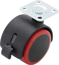 BGS Diy 80338 - Roue double/pivotante avec frein - rouge/noire - 50 mm