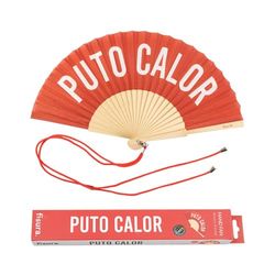 Fisura - Original handheld folding fan with the message in Spanish. Wooden fan. Original holding Hand Fans. Fan with hanger included (Calor, red)