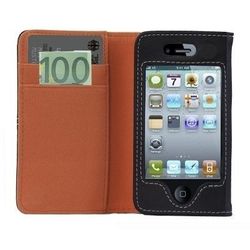 Logotrans Wallet Series Leather Case voor Apple iPhone 4 oranje