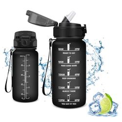 Vikaster Sportdrinkfles, waterfles met rietje, 500 ml, lekvrij, BPA-vrij, sportfles voor camping, yoga, gym, school, outdoor
