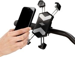 Fischer Fiets smartphonehouder Spider, beveiligt de smartphone van alle kanten, 360° rotatie mogelijk, eenvoudig te monteren, zwart, 1 stuk